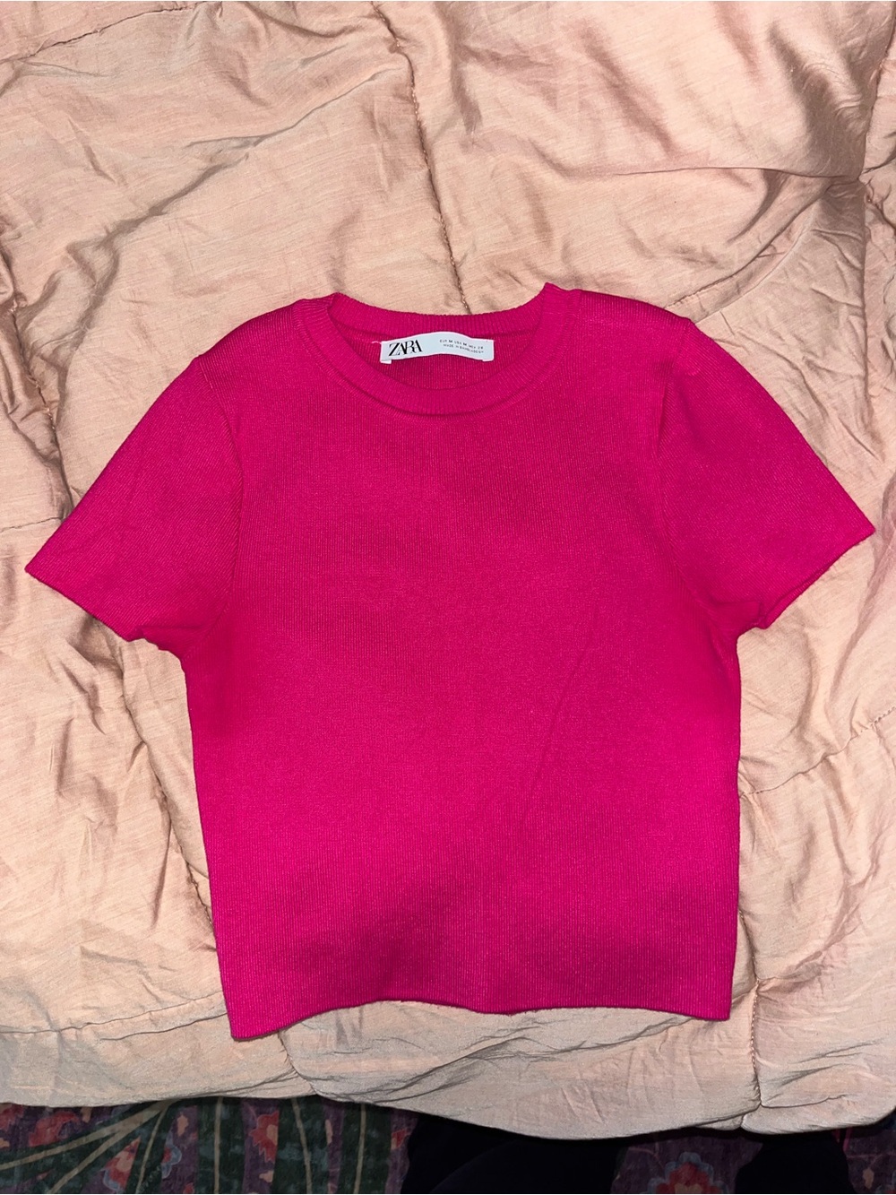ZARA Hot Pink Short Sleeve Knit Top